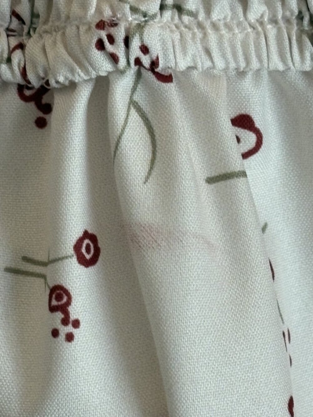 Cream Print Maxi Dress with Smocked Bodice Short Sleeves Tiered Skirt Small? - Picture 4 of 5